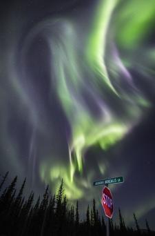 Aurora Borealis street sign