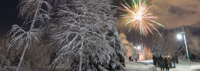Winter fireworks solstice celebration