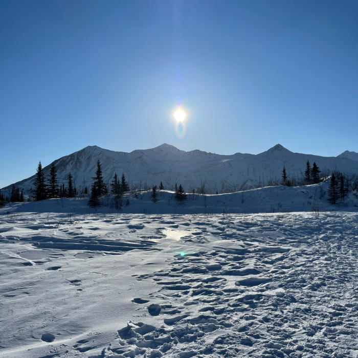 Sun and Mountains near black rapids