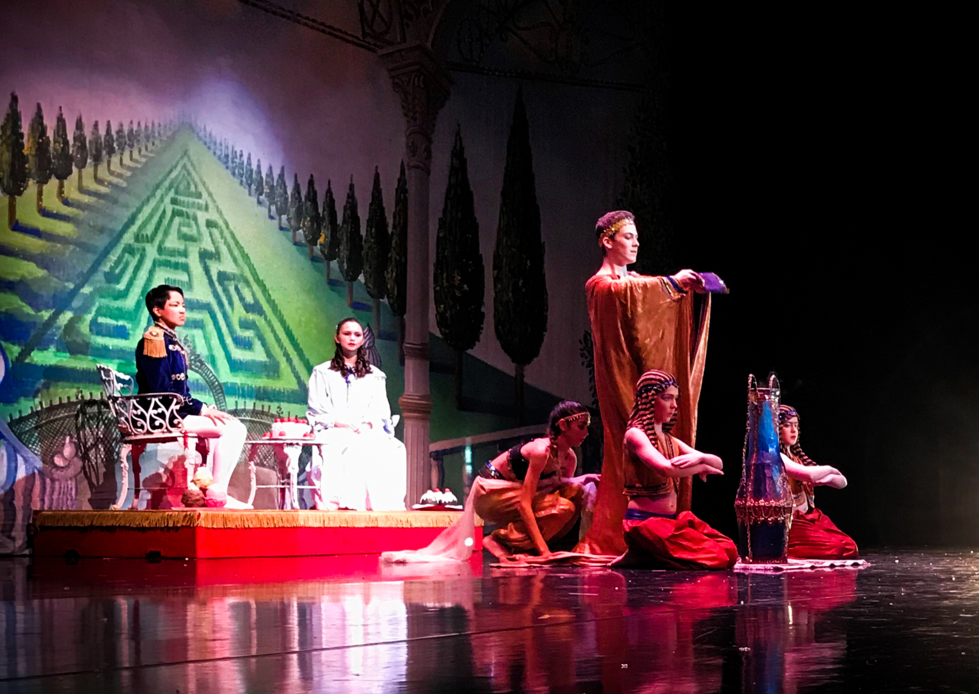 dancers performing on stage in Nutcracker Ballet
