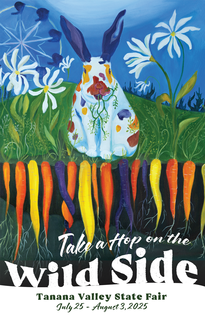 A poster for the Tanana Valley State Fair 2025 theme: "Take a Hop on the Wild Side"